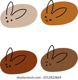 Cute Rabbit Vector | Various Expressions | Minimalist Design | 4 Vectors