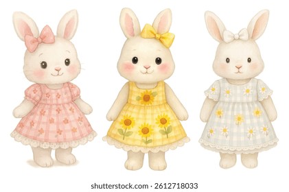 cute rabbit watercolor illustration vector
