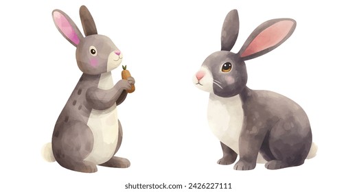 cute rabbit watercolour vector illustration