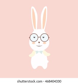 Cute rabbit wear glasses.