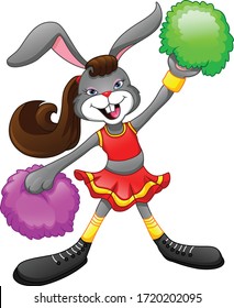 cute rabbit wearing cheerleader costume