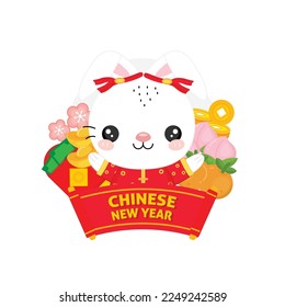  Cute Rabbit wearing traditional costume for Chinese new year.