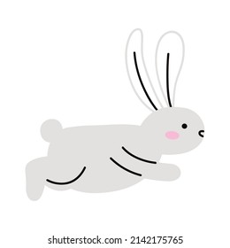 cute rabbit white running icon