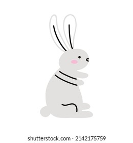 cute rabbit white seated icon