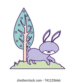 cute rabbit wild animal next to tree