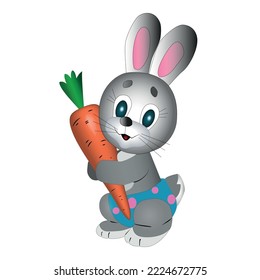 Cute Rabbit will give you a great mood. Vector image isolated on a white background.