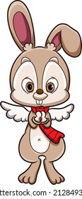 The cute rabbit with the wings is hopping of illustration