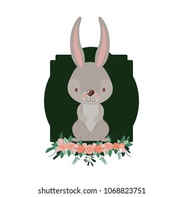 cute rabbit with wreath easter celebration