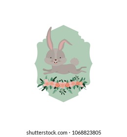 cute rabbit with wreath easter celebration