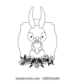 cute rabbit with wreath easter celebration