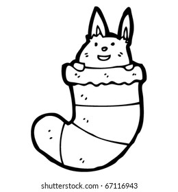 cute rabbit in xmas stocking cartoon