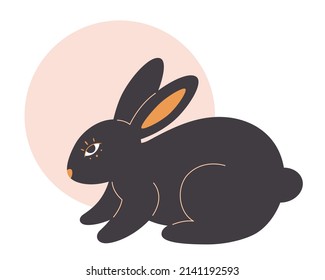 Cute rabbit. Year of the Rabbit. Mid autumn festival. Chinese horoscope. Hand drawn vector illustration