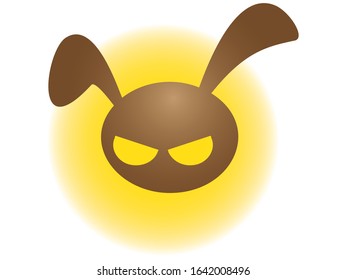 a cute rabbit with a yellow background