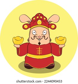Cute rabbit zodiac illustration with chinesse style for chinesse new year. You can make them for needs such as flyers, sayings, banners, and other needs.