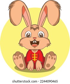 Cute rabbit zodiac illustration with chinesse style for chinesse new year. You can make them for needs such as flyers, sayings, banners, and other needs.