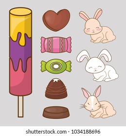 Cute rabbits and candies design