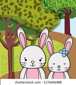 Cute rabbits cartoons