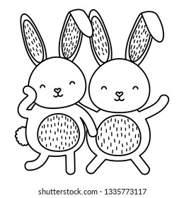cute rabbits characters icon