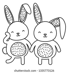 cute rabbits characters icon