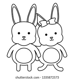 cute rabbits characters icon