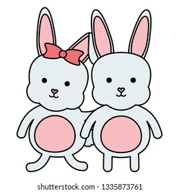 cute rabbits characters icon