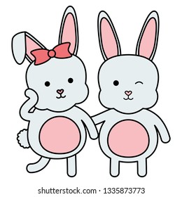 cute rabbits characters icon