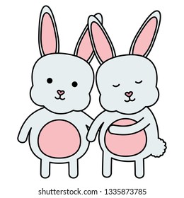 cute rabbits characters icon
