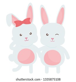 cute rabbits characters icon