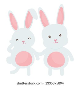 cute rabbits characters icon