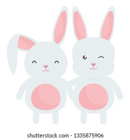 cute rabbits characters icon