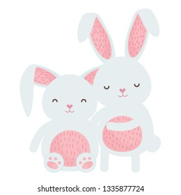 cute rabbits characters icon