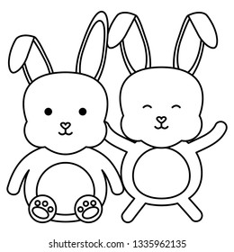 cute rabbits characters icon