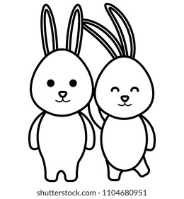cute rabbits couple characters