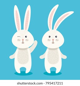 cute rabbits couple characters