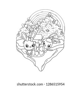 cute rabbits couple with mason jar valentines day