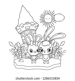 cute rabbits couple valentines day