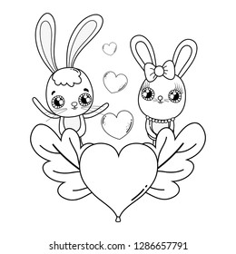 cute rabbits couple valentines day