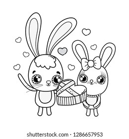 cute rabbits couple valentines day
