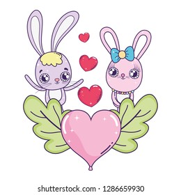 cute rabbits couple valentines day