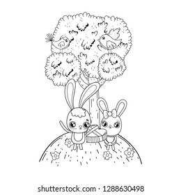 cute rabbits couple valentines day