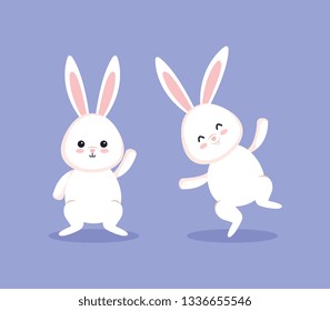 cute rabbits dancing to event celebration