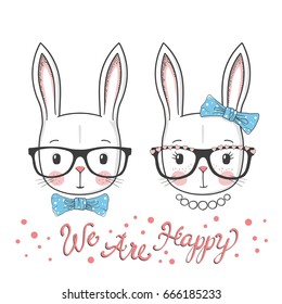 Cute rabbits. Friends