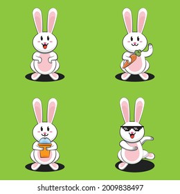 Cute rabbits funny character vector design