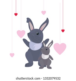 cute rabbits hearts love