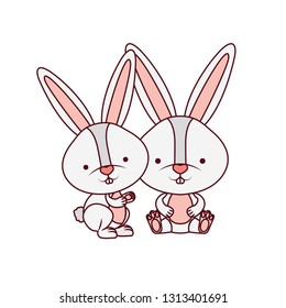 cute rabbits isolated icon