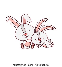 cute rabbits isolated icon
