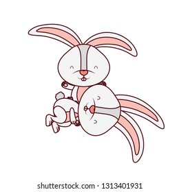 cute rabbits isolated icon