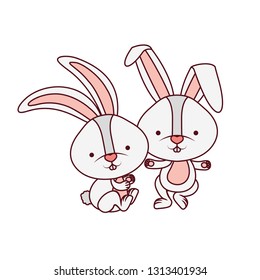 cute rabbits isolated icon