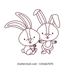cute rabbits isolated icon