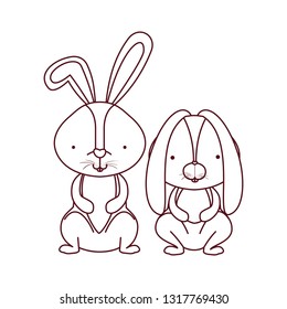 cute rabbits isolated icon